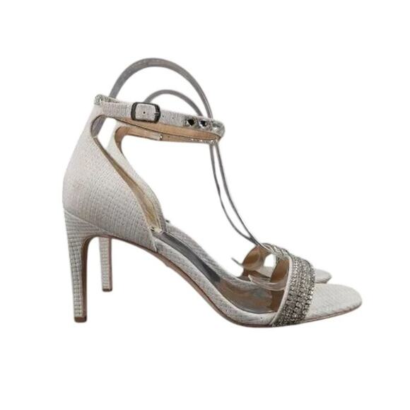 Badgley Mischka Shoes Womens 8.5 Sandal Pumps Ankle Strap Formal Rhinestone Grey - Picture 16 of 16